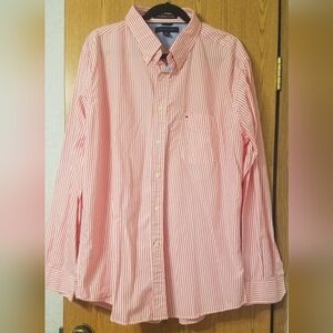 Tommy Hilfiger Academy Poplin Pink Striped Shirt Size XL